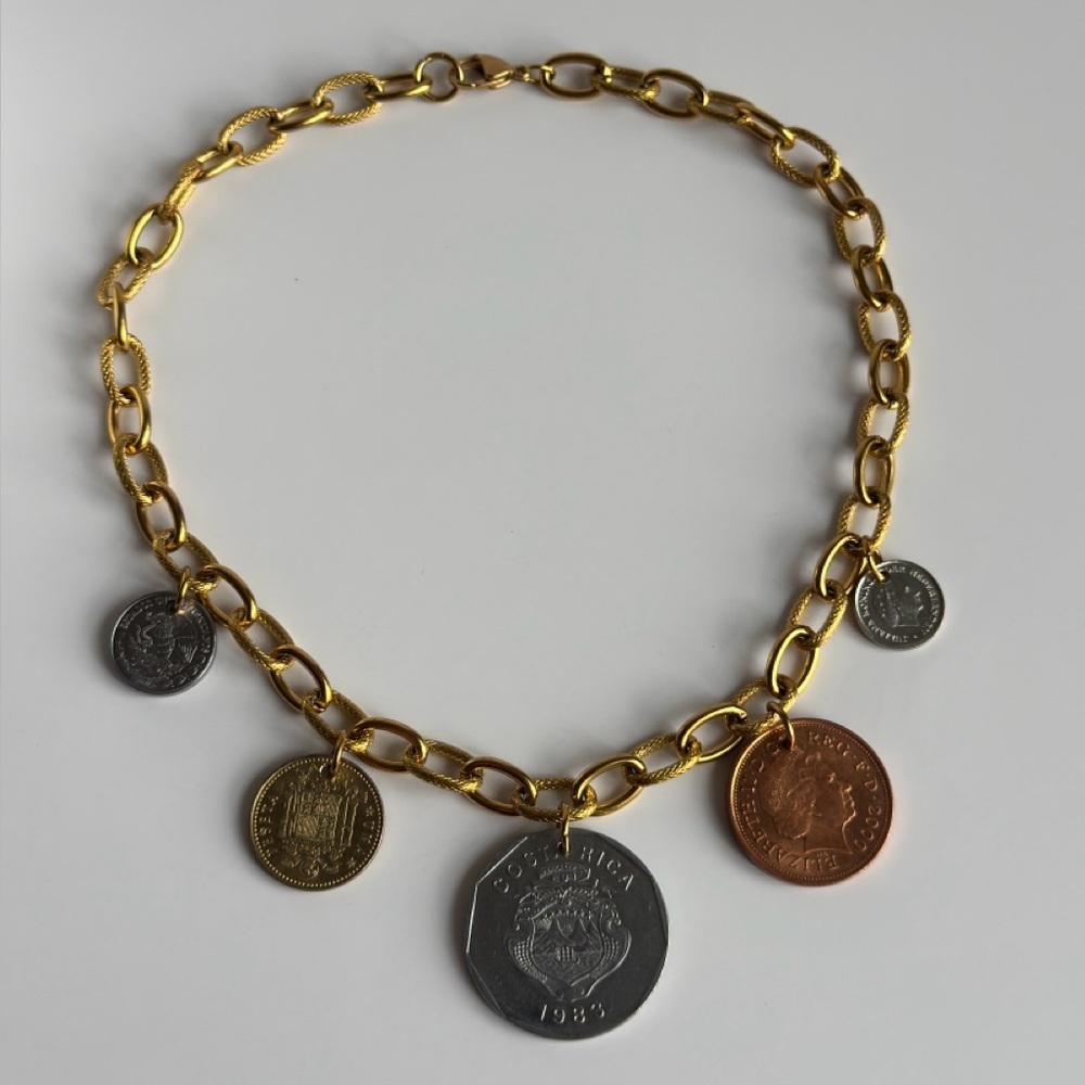 Custom made Real vintage coin travel necklace